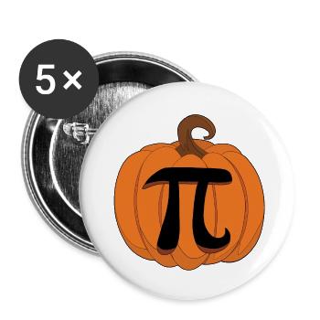 Gâteau à la citrouille - tarte, pi, Halloween - Lot de 5 petits badges (25 mm) - blanc - Devant