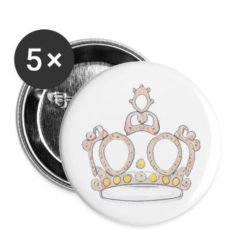 Krone König Königin Kaiser Majestät - Buttons klein 25 mm (5er Pack) - Weiß - Vorne