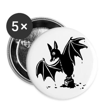 Fledermaus im Tuschenapf - Buttons klein 25 mm (5er Pack) - Weiß - Vorne