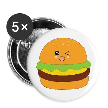 Burger, fast food, essen, kochen - Buttons klein 25 mm (5er Pack) - Weiß - Vorne