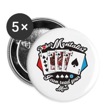 Poker Gedanken Leser - Buttons klein 25 mm (5er Pack) - Weiß - Vorne