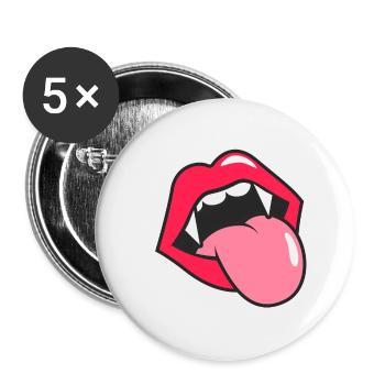 Vampire,Mouth,Teeth,Halloween,Retro,Vintage - Buttons small 1''/25 mm (5-pack) - white - Front