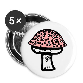Fungus Mushrooms Poisonous Mycology Earthy Vector 1 - Buttons small 1''/25 mm (5-pack) - white - Front