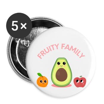 Fruity Family Vegan Design - Buttons small 1''/25 mm (5-pack) - white - Front