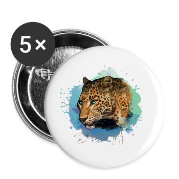 leopard, cat, wildcat, graffiti, painting - Buttons small 1''/25 mm (5-pack) - white - Front