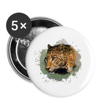 léopard, chat, chat sauvage, graffiti, peinture, vert - Lot de 5 petits badges (25 mm) - blanc - Devant