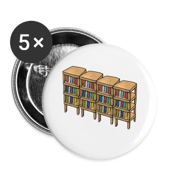 Read bookshelf books - Buttons small 1''/25 mm (5-pack) - white - Front