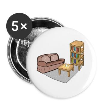 Wohnen Symbol Tisch Sofa Wohnzimmer regal - Buttons klein 25 mm (5er Pack) - Weiß - Vorne