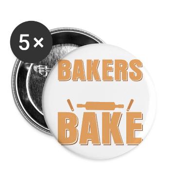 Les boulangers vont faire cuire des biscuits pâtisseries au gâteau - Lot de 5 petits badges (25 mm) - blanc - Devant