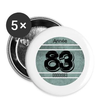 Vignette auto vintage 1983 - Lot de 5 petits badges (25 mm) - blanc - Devant