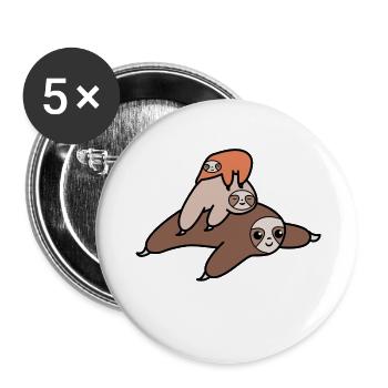 Mammifère paresseux animal paresseux sommeil fatigué - Lot de 5 petits badges (25 mm) - blanc - Devant