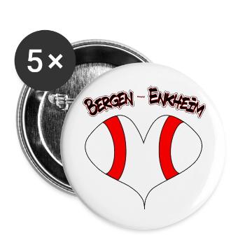 J’ADORE (mon quartier) Bergen-Enkheim, Francfort - Lot de 5 petits badges (25 mm) - blanc - Devant