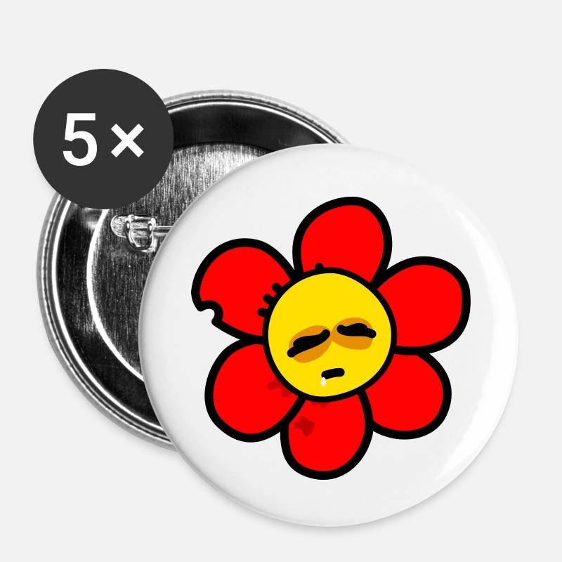 Rouge fleur - Trop tôt - Trop tôt - Lot de 5 petits badges (25 mm) - blanc