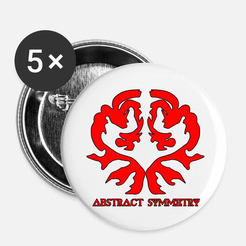 Abstrakte Symmetrie in Rot, Abstrakte Symmetrie - Buttons klein 25 mm (5er Pack) - Weiß