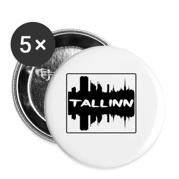 Tallinn Estonie Skyline Silhouette Souvenir de voyage - Lot de 5 petits badges (25 mm) - blanc - Devant
