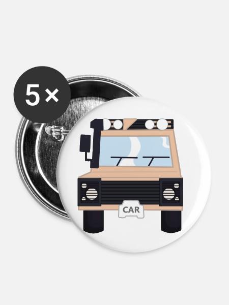 4x4 Buschauto - Buttons klein 25 mm (5er Pack) - Weiß