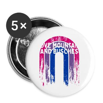 I Love Mountains and Busches Bisexual LGBTQ Bi - Buttons klein 25 mm (5er Pack) - Weiß - Vorne