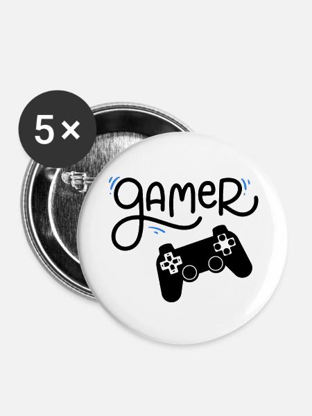 Videospiel-Fan - Buttons klein 25 mm (5er Pack) - Weiß