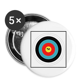 Schützen-Zielgruppe - Buttons klein 25 mm (5er Pack) - Weiß - Vorne