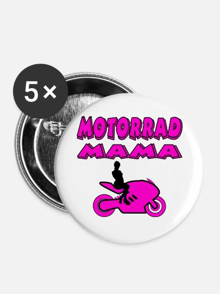 Motorrad - Buttons klein 25 mm (5er Pack) - Weiß