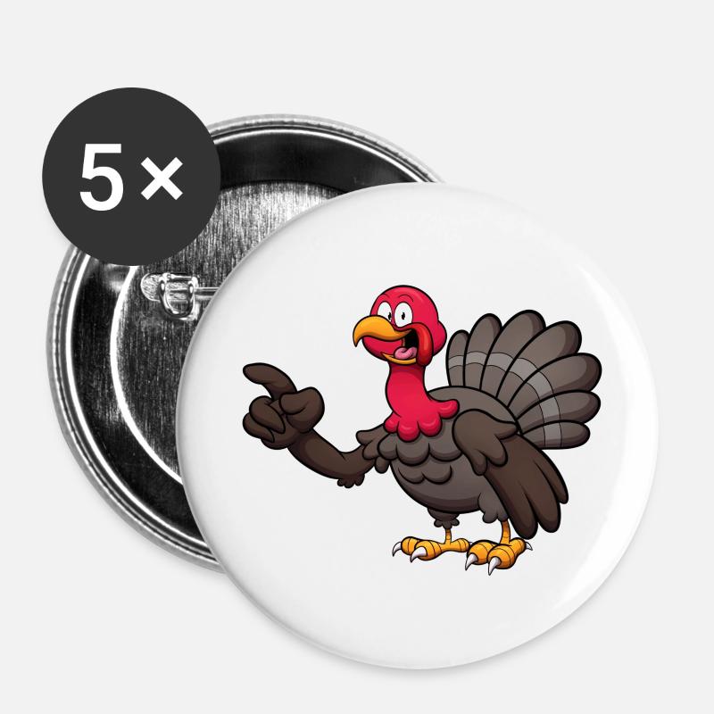 Süßer Truthahn - Buttons klein 25 mm (5er Pack) - Weiß