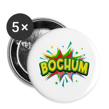 Bochum Allemagne Ville Pop Art Bande dessinée - Lot de 5 petits badges (25 mm) - blanc - Devant