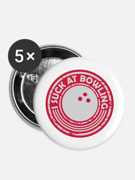 I suck at bowling - Buttons klein 25 mm (5er Pack) - Weiß