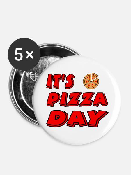 Pizza - Buttons klein 25 mm (5er Pack) - Weiß
