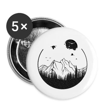 Geometric shape tree mountains - Buttons small 1''/25 mm (5-pack) - white - Front
