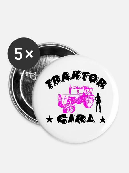 Traktor - Buttons klein 25 mm (5er Pack) - Weiß