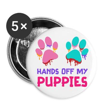 Dog lovers hands off my puppies - Buttons small 1''/25 mm (5-pack) - white - Front