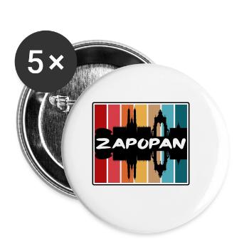 Zapopan Mexico Skyline Silhouette Travel Souvenir - Buttons small 1''/25 mm (5-pack) - white - Front
