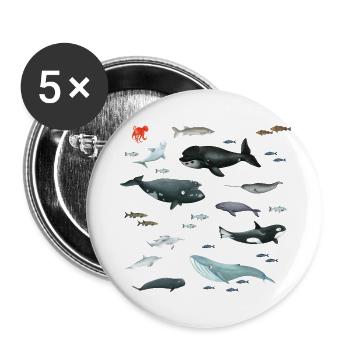 Marine life - Buttons small 1''/25 mm (5-pack) - white - Front