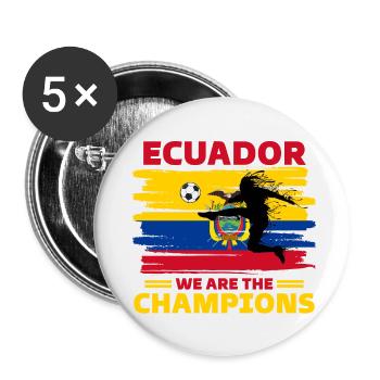 Ecuador Fußball 2022 Ecuadorianischer Fußballfan - Buttons klein 25 mm (5er Pack) - Weiß - Vorne