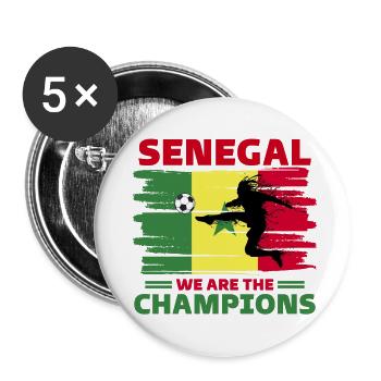 Senegal Fußball 2022 Senegalesischer Fußballfan - Buttons klein 25 mm (5er Pack) - Weiß - Vorne