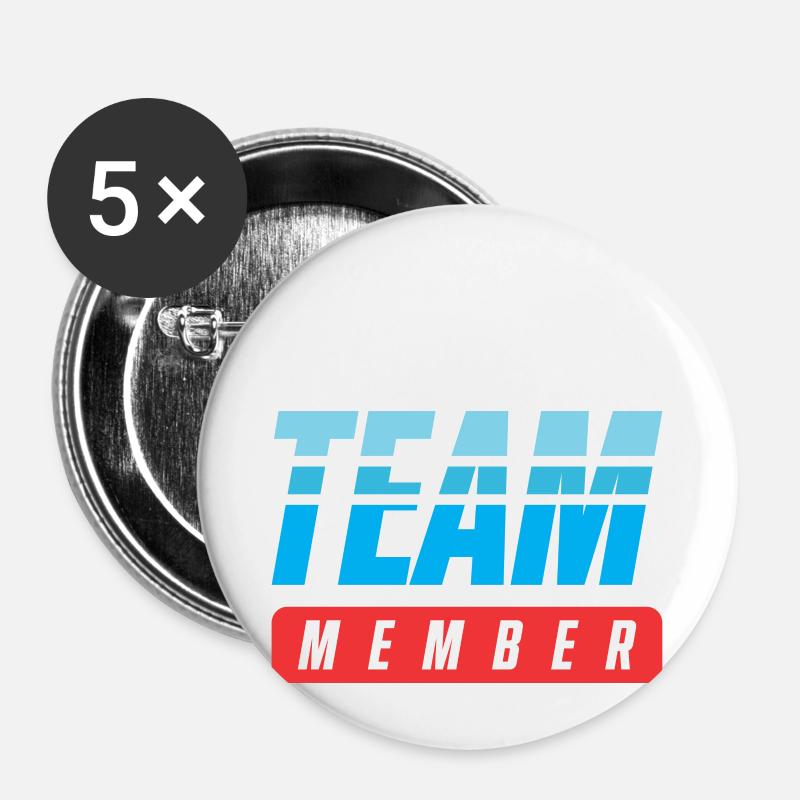 Équipe de cricket - Lot de 5 petits badges (25 mm) - blanc