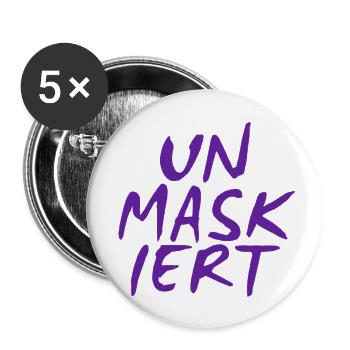 UN MASK IERT - Unmaskiert - Demaskiert. NEUER HIT! - Buttons klein 25 mm (5er Pack) - Weiß - Vorne