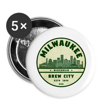 Milwaukee Skyline Brew City Badge - Buttons klein 25 mm (5er Pack) - Weiß - Vorne