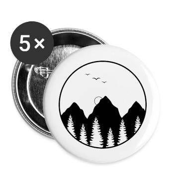 Landschaft in geometrischer runder Form - Buttons klein 25 mm (5er Pack) - Weiß - Vorne