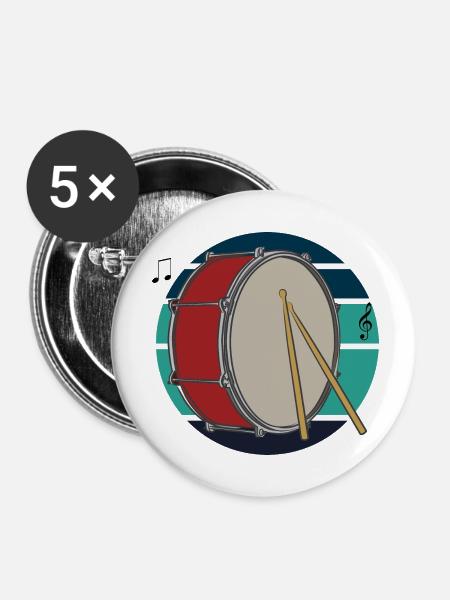 Schlagzeug Melodie - Buttons klein 25 mm (5er Pack) - Weiß