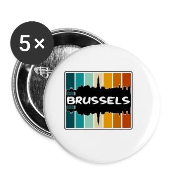 Bruxelles Belgique Skyline Silhouette Travel Souveni - Lot de 5 petits badges (25 mm) - blanc - Devant