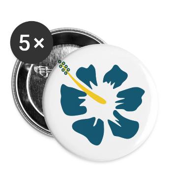 Hibiskus. blaue Hibiskusblüte - Buttons klein 25 mm (5er Pack) - Weiß - Vorne
