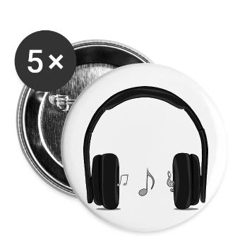 black music earphone - Buttons small 1''/25 mm (5-pack) - white - Front