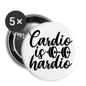 Cardio est Hardio - Lot de 5 petits badges (25 mm) - blanc - Devant