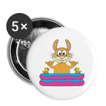 HASE - POOL - PLANSCHBECKEN - SHAKA - TIER - Buttons klein 25 mm (5er Pack) - Weiß - Vorne