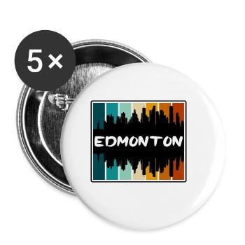 Edmonton Canada Skyline Silhouette Souvenir de voyage - Lot de 5 petits badges (25 mm) - blanc - Devant