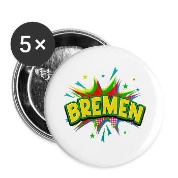 Brême, Allemagne, Ville, Pop Art, Bande dessinée - Lot de 5 petits badges (25 mm) - blanc - Devant