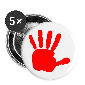 Main rouge - main de sang - BLOODY HAND - Lot de 5 petits badges (25 mm) - blanc - Devant