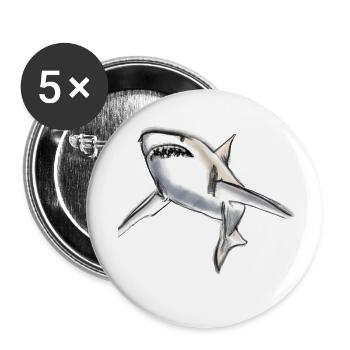 Shark illustration - Buttons small 1''/25 mm (5-pack) - white - Front