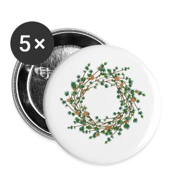 delicately filigree larch wreath as frame - Buttons small 1''/25 mm (5-pack) - white - Front